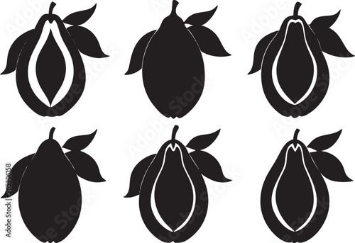 Papaya Artistic Silhouette Elements in Black