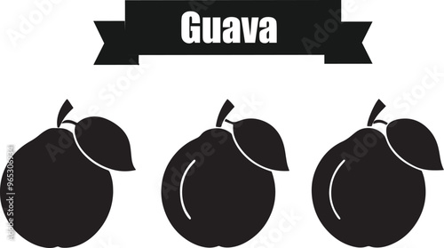 Guava Artistic Silhouette Elements in Black