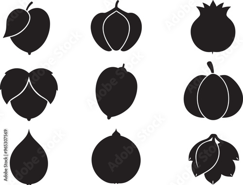 Fruit Abstract Silhouette Vector Graphics Pack