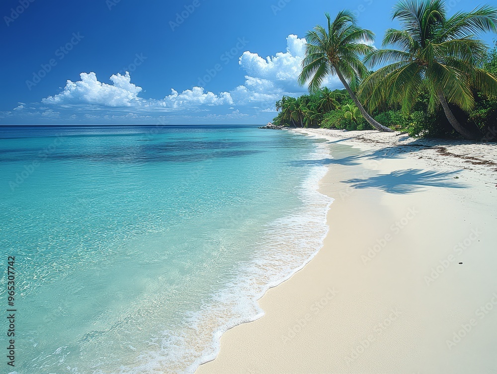 Tropical Beach Paradise with Palm Trees and Crystal Clear Water Tropical Beach Paradise with Palm Trees and Crystal Clear Water