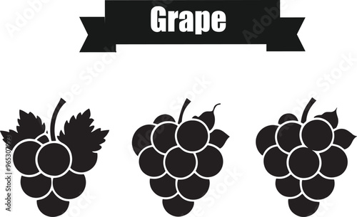 Grape Dark Silhouette Shapes Vector Set