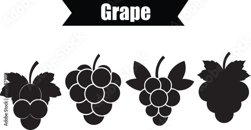 Grape Minimalist Black Silhouette Vector Collection