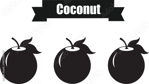 Coconut Versatile Black Silhouette Vector Series