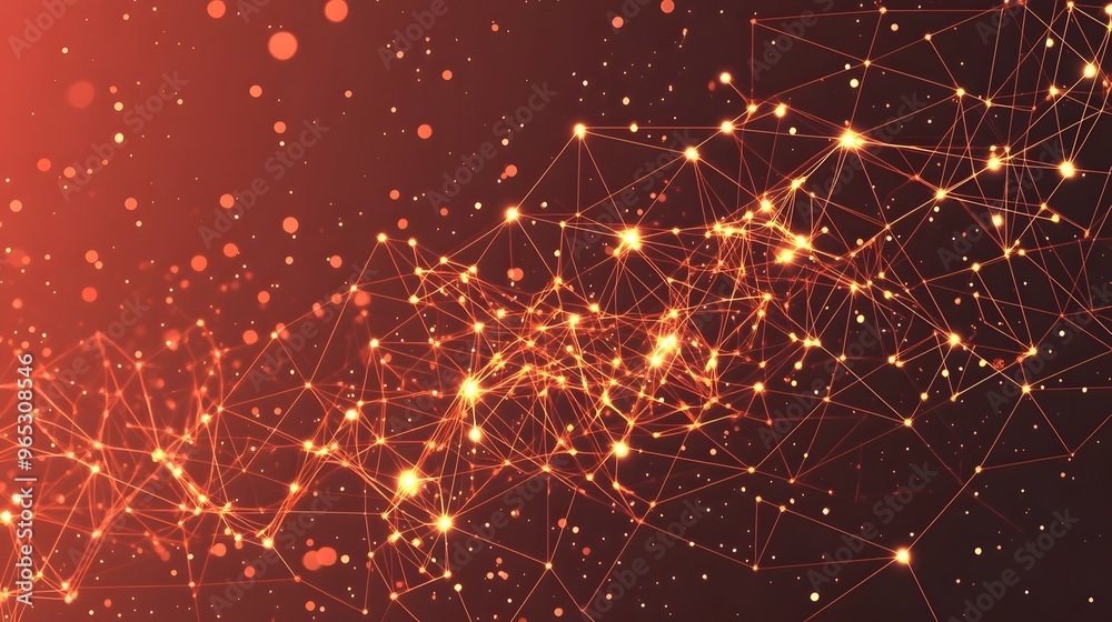 Fototapeta premium Abstract Red Network Connection with Glowing Points