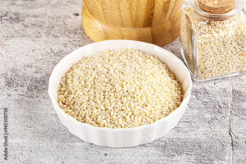 Sesame seeds heap in the bowl