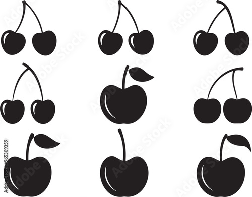 Apple Shadowy Silhouette Vector Art Pack