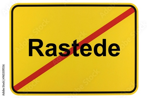 Illustration eines Ortsausgangsschildes der Stadt Rastede in Niedersachsen