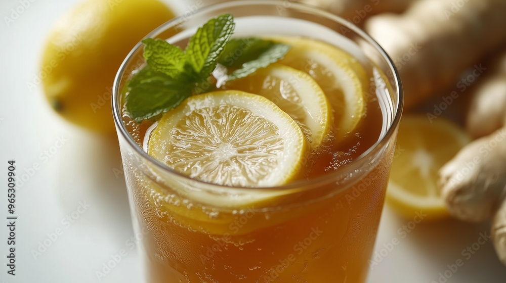warm tea with lemon mint and ginger, perfect for cold days warm tea with lemon mint and ginger, perfect for cold days