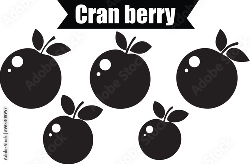 Cran Berry Versatile Black Silhouette Vector Series