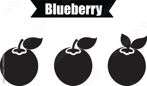 Blueberry Flat Black Silhouette Vector Art Bundle