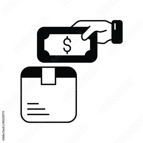 cash on delivery glyph icon with white background vector stock illustration