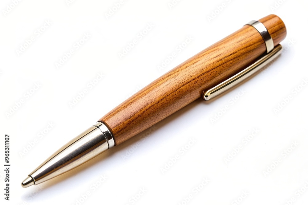 A wooden ballpoint pen with a smooth finish sitting on a white background, natural, traditional, desk accessory,wooden, white background, ballpoint pen, writing instrument, finish A wooden ballpoint pen with a smooth finish sitting on a white background, natural, traditional, desk accessory,wooden, white background, ballpoint pen, writing instrument, finish