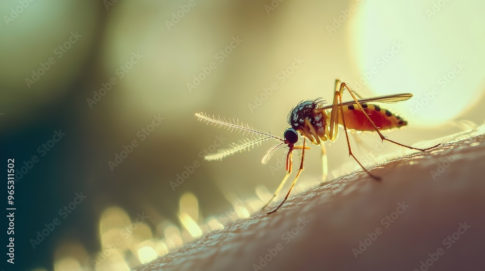 Mosquito on skin. Mosquito on skin.