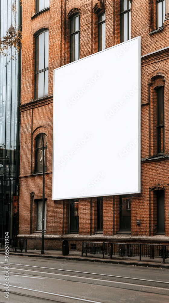 A blank billboard on a brick wall in an urban setting, perfect for advertising or showcasing artwork. A blank billboard on a brick wall in an urban setting, perfect for advertising or showcasing artwork.