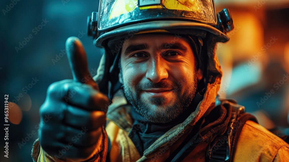 Firefighter giving thumbs up.