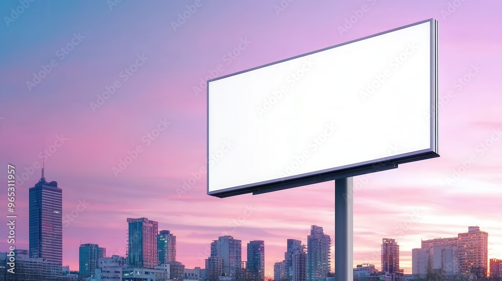 A blank billboard stands against a vibrant sunset skyline, ideal for advertising or promotional content. A blank billboard stands against a vibrant sunset skyline, ideal for advertising or promotional content.
