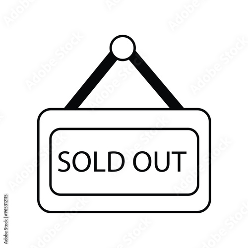 sold out glyph icon with white background vector stock illustration