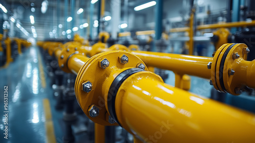 yellow gas pipes in a factory