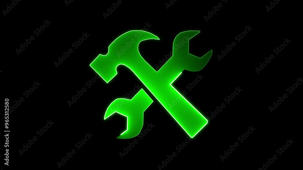 Abstract neon shine hammer icon animation on background. Animation of glowing neon sign Service tools, hammer and screwdriver, repair instruments, simple icon. Repair service Abstract neon shine hammer icon animation on background. Animation of glowing neon sign Service tools, hammer and screwdriver, repair instruments, simple icon. Repair service
