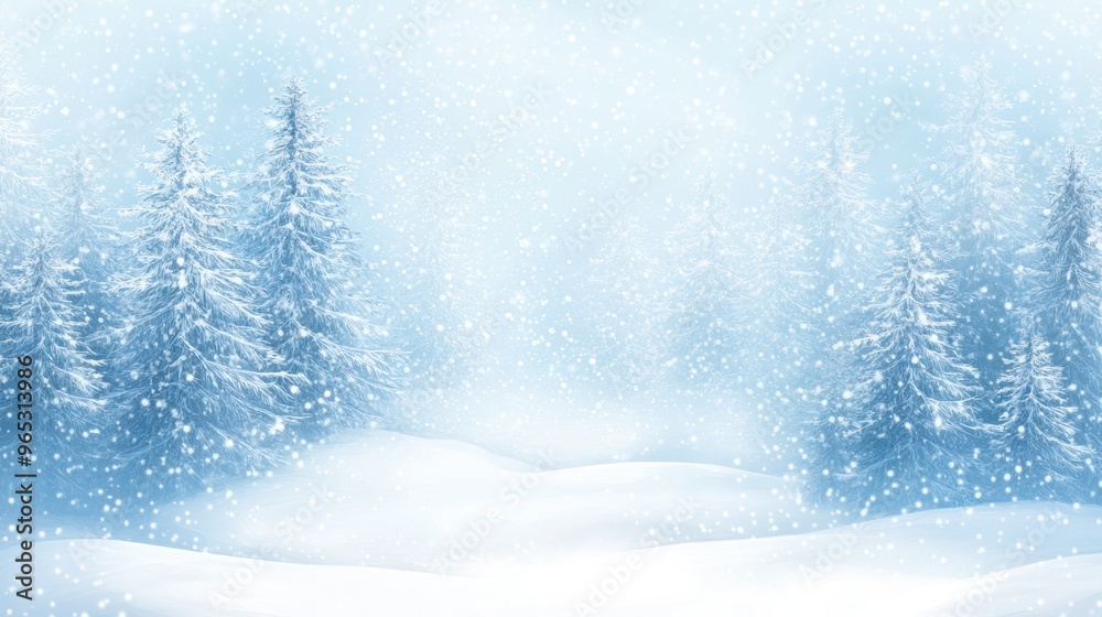 Winter wonderland snowy landscape with fir trees Winter wonderland snowy landscape with fir trees