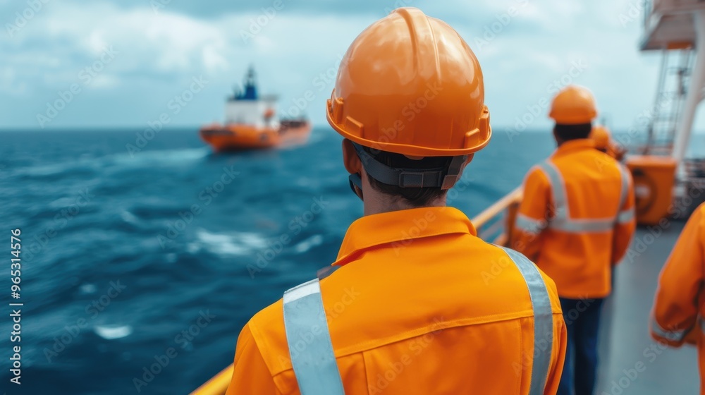 Expert Crew Ensuring Safety in Oil Transport on Deck - Shipping Industry Maritime Operations with Copy Space for Text 8K High Detail Expert Crew Ensuring Safety in Oil Transport on Deck - Shipping Industry Maritime Operations with Copy Space for Text 8K High Detail