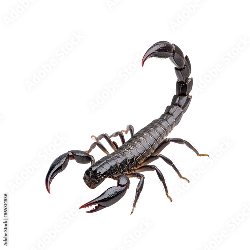 A close-up image of a scorpion showcasing its detailed features and striking appearance in a natural pose.