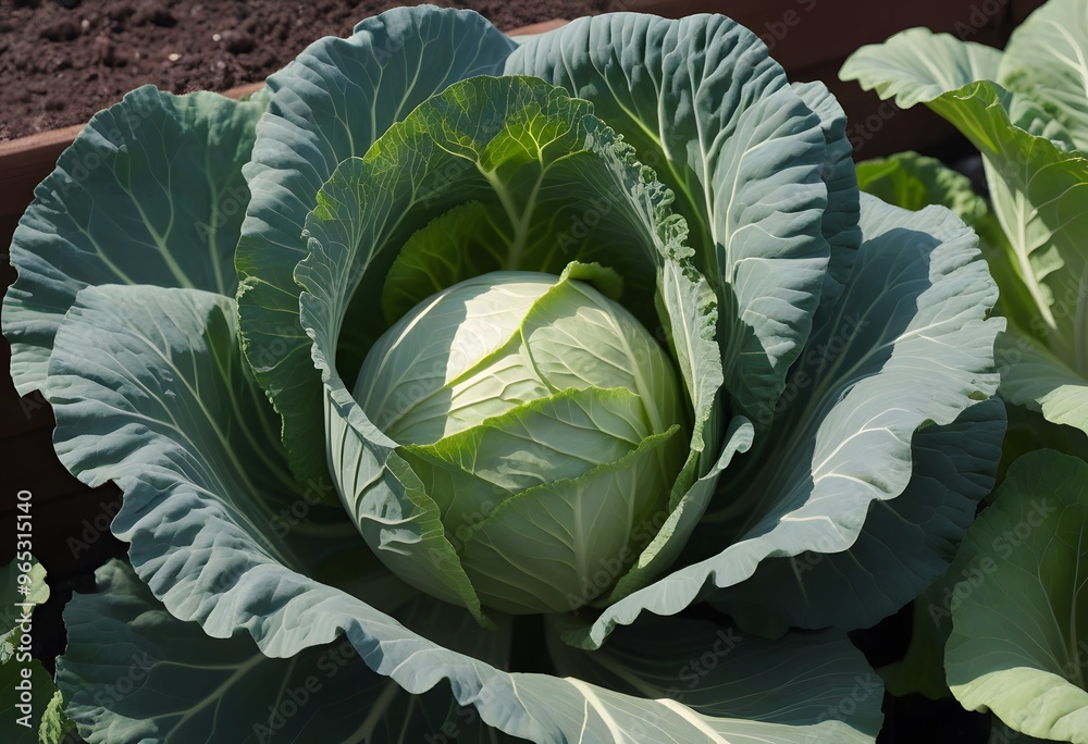 Obraz premium Fresh cabbage from farm field, cabbage in the garden. 