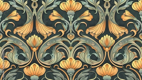 nouveau floral pattern wallpaper