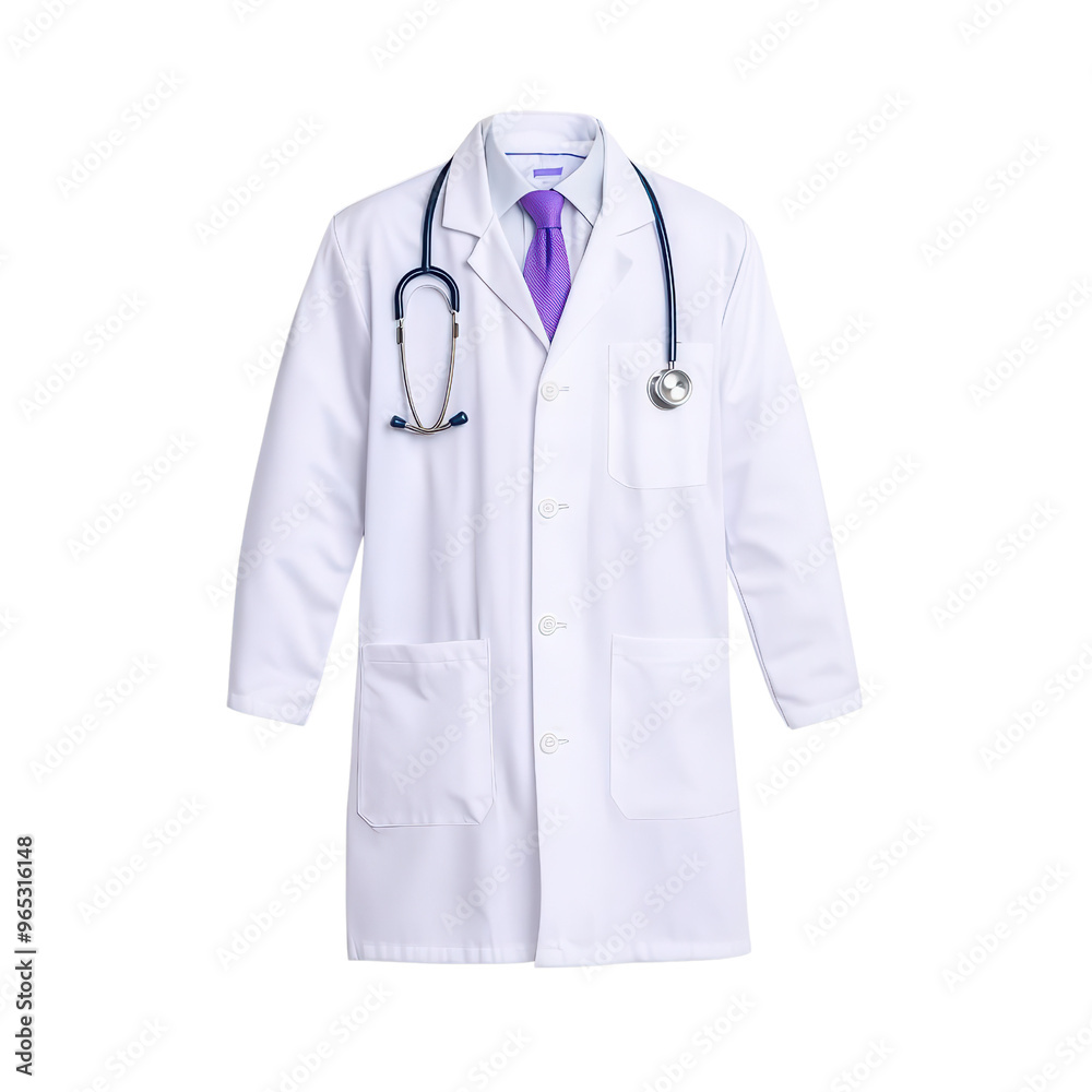 A professional white lab coat with a stethoscope, symbolizing healthcare, medical expertise, and doctor professionalism. A professional white lab coat with a stethoscope, symbolizing healthcare, medical expertise, and doctor professionalism.