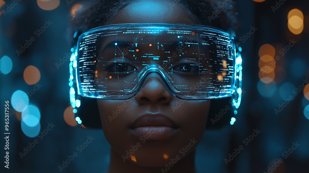 A future where individuals wear neural headsets mixed reality device of spatial computing era Generative ai