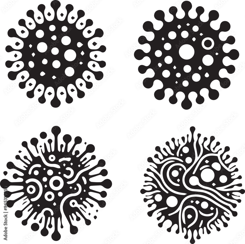 Virus silhouette, Virus icon, Virus vector, Virus silhouette, Virus icon, Virus vector,