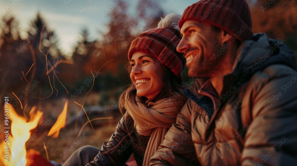 Young friends are sharing joyful moments by the campfire, their faces illuminated by the warm glow of the fire. Young friends are sharing joyful moments by the campfire, their faces illuminated by the warm glow of the fire.