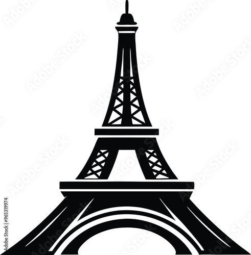 Eiffel tower icon silhouette vector illustration on white background. Olympics Paris