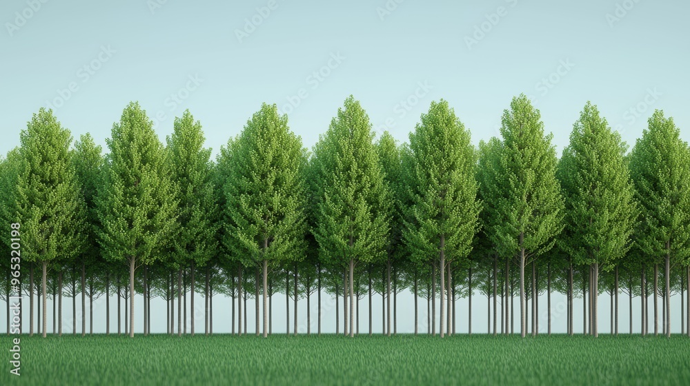 Fototapeta premium Futuristic Digital Forest: Simulation of Trees with Pixelated Leaves in Quality