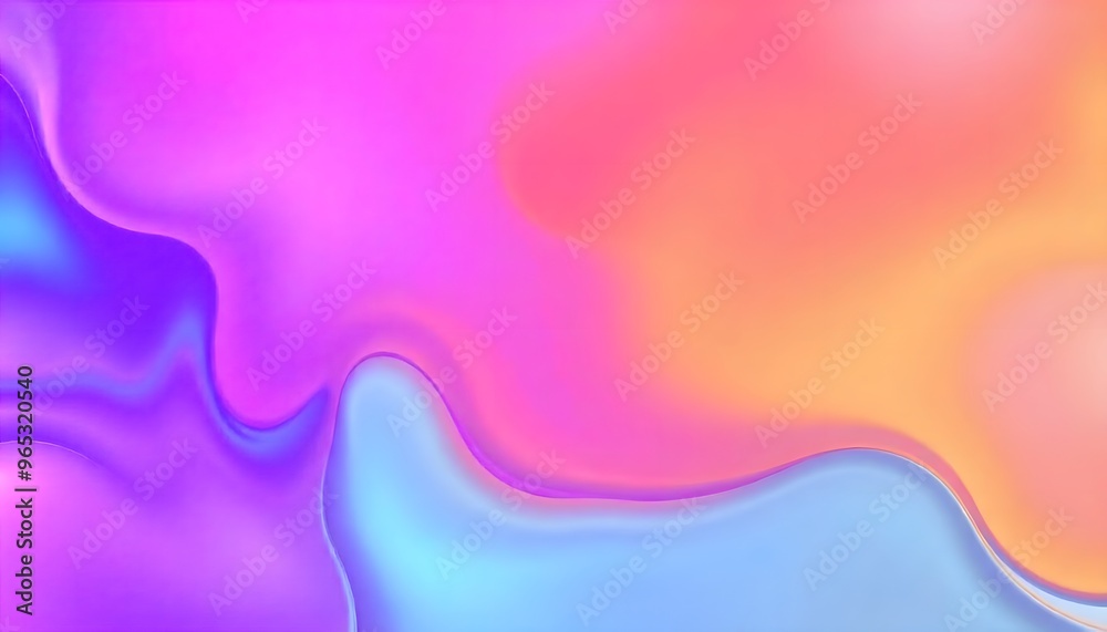 Naklejka premium Colourful Holo gradient background of purple and blue, Swirling, Render 3D surface and iridescent colors. reminiscent of a cosmic nebula