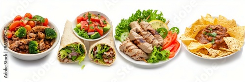 different plates withb various dishes  of shawarma photo