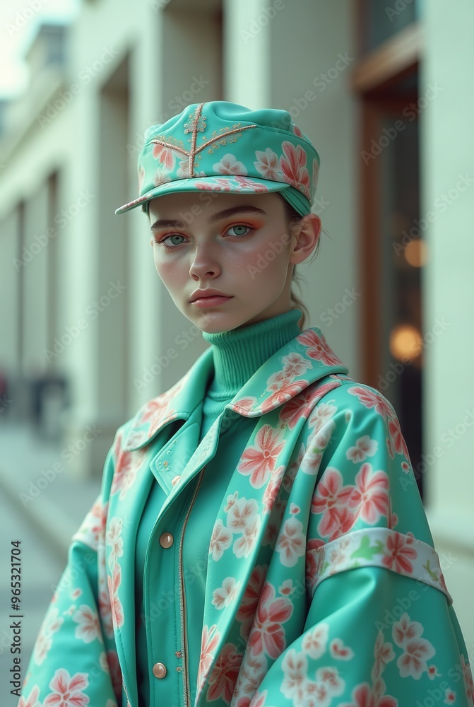 Beautiful female model in a military inspired futuristic high-fashion outfit. Beautiful female model in a military inspired futuristic high-fashion outfit.