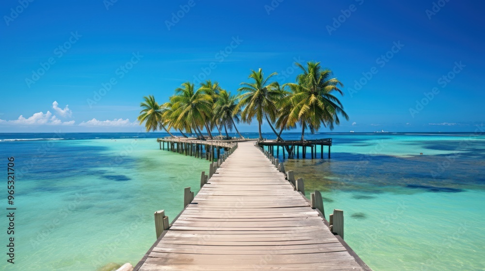 Wooden Pier Leading to a Tropical Paradise Wooden Pier Leading to a Tropical Paradise