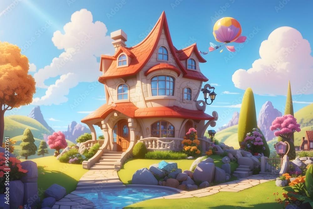 Obraz premium Illustration of a house in the village