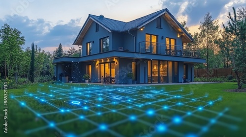 Wearable biosensors enhancing outdoor smart home living through integrated technology at dusk