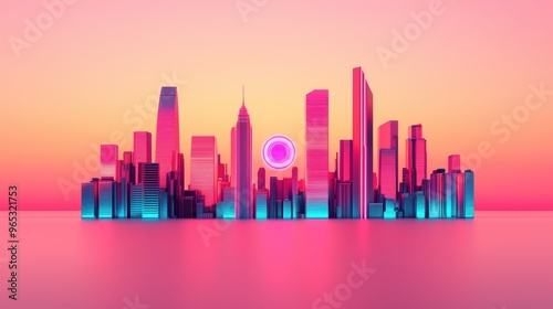 Futuristic Cityscape with Neon Holograms and Advanced Transportation in Ultra HD