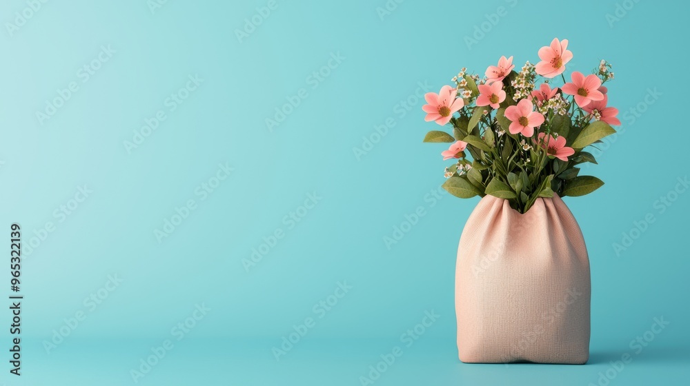 Wealth Blooms - Money Bag with Floral Growth Perfect for Copy Space Image Selective Focus Wealth Blooms - Money Bag with Floral Growth Perfect for Copy Space Image Selective Focus