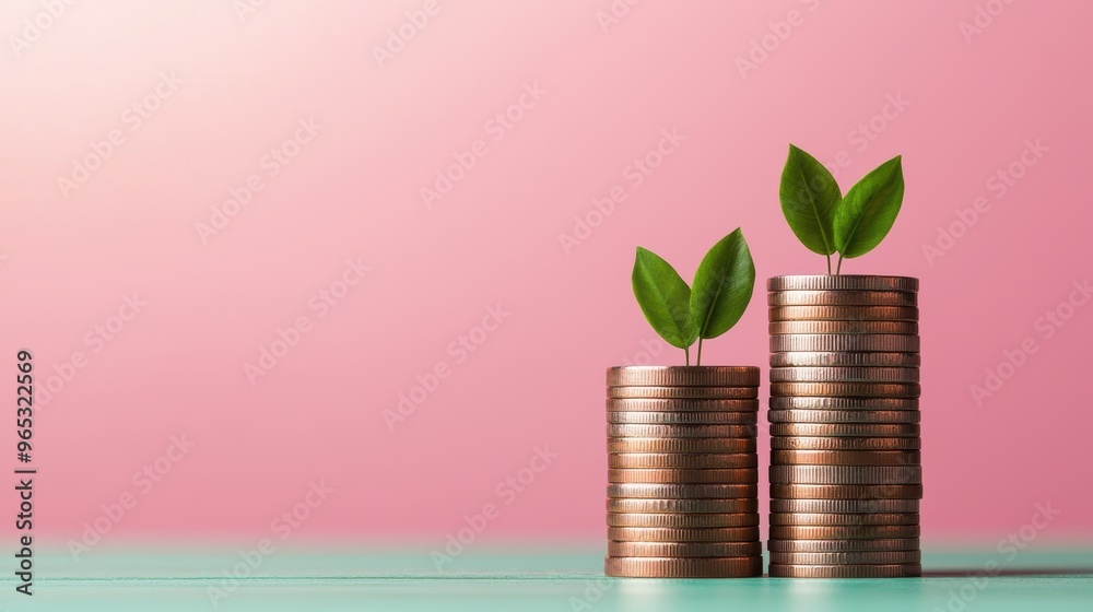 Financial Growth Concept with Coins Forming a Growth Chart, Copy Space for Text, Selective Focus, Financial Growth Concept with Coins Forming a Growth Chart, Copy Space for Text, Selective Focus,