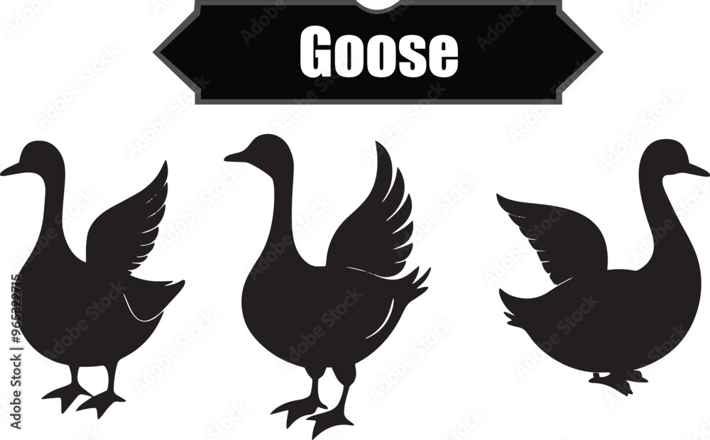 Obraz premium Goose Modern Black Silhouette Design Elements