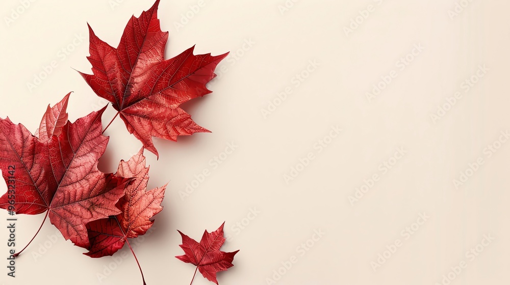Artistic maple leaf outdoor banners on a neutral background, adding a unique, creative touch with plenty of blank space for Canada Day text Artistic maple leaf outdoor banners on a neutral background, adding a unique, creative touch with plenty of blank space for Canada Day text