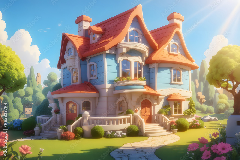 Illustration of a house in the village