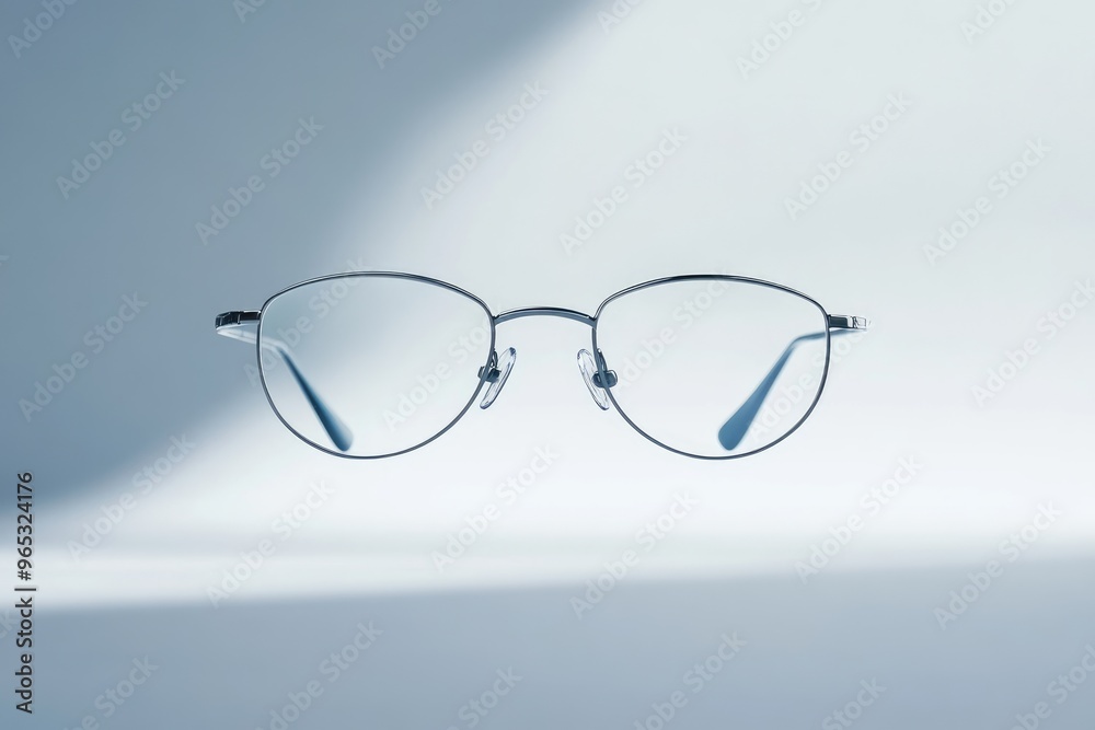 Silver-rimmed Glasses with Clear Lenses on a White Background Silver-rimmed Glasses with Clear Lenses on a White Background