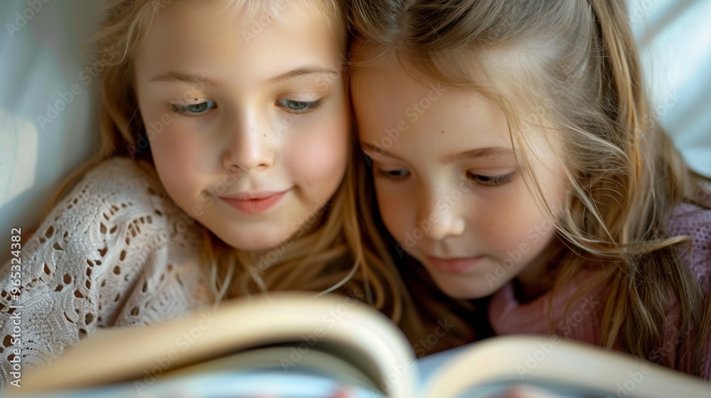 Sisters are enjoying an imaginative story during their afternoon break. Sisters are enjoying an imaginative story during their afternoon break.