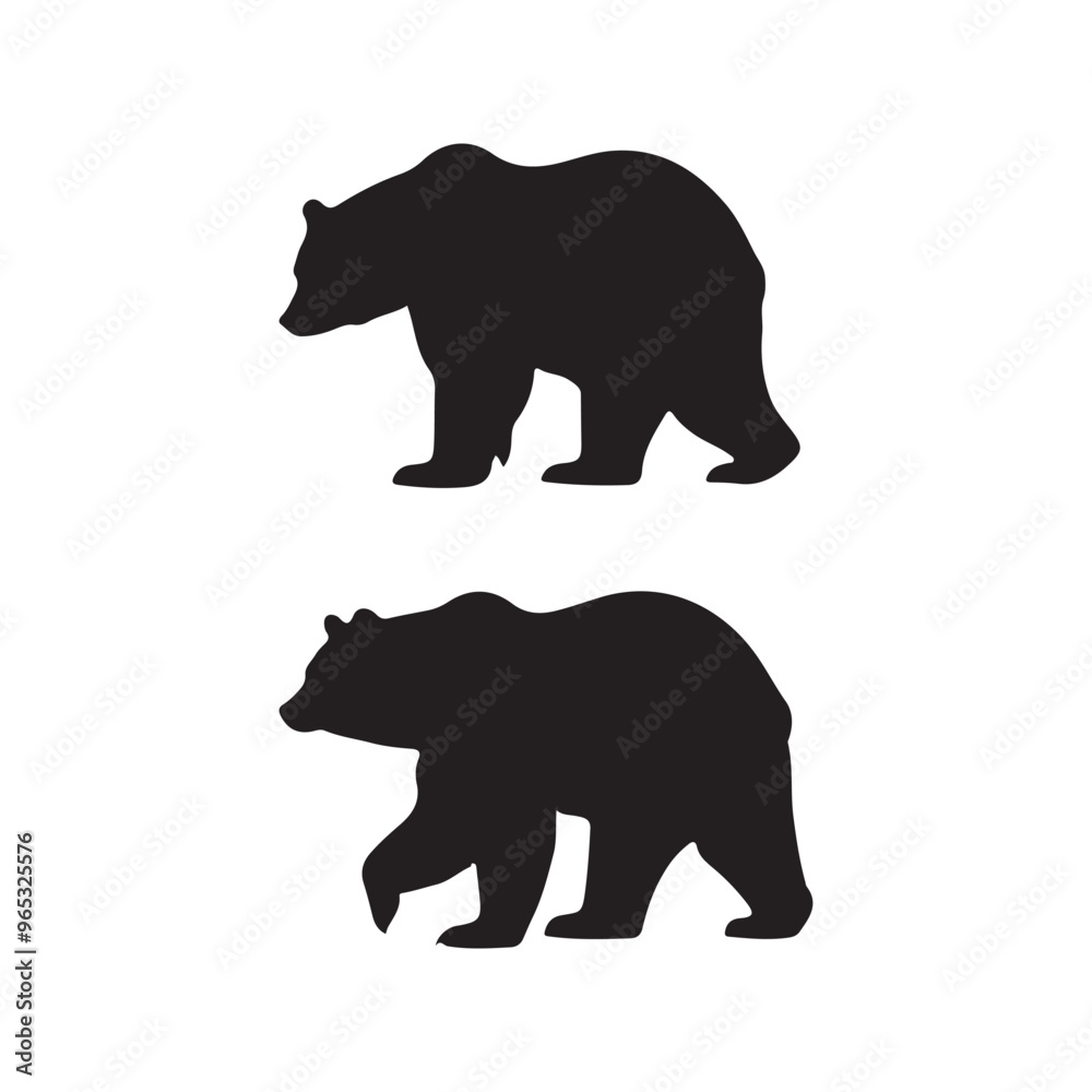 Fototapeta premium bear silhouette collection , Silhouette of Black Bear, isolated on white background (Vector)