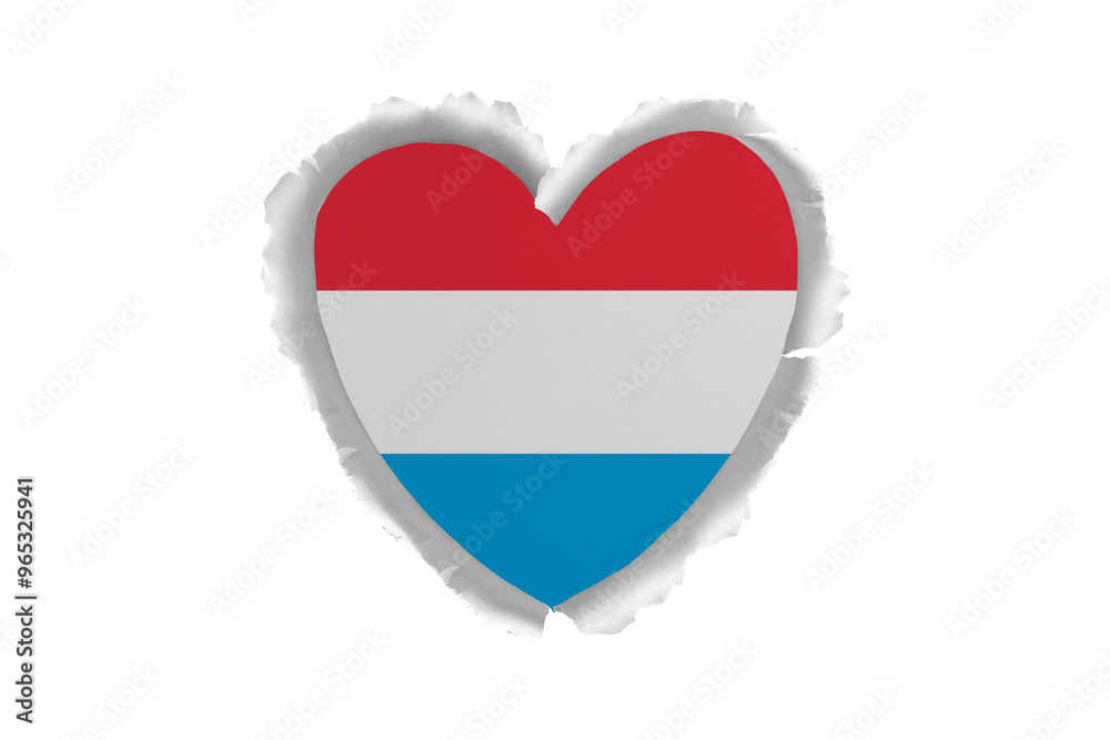Fototapeta premium World countries. Heart- frame ripped paper on white background. Luxembourg